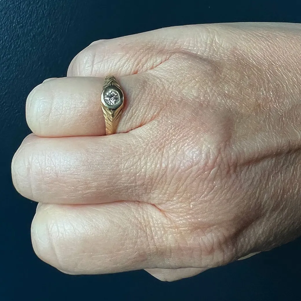 Rebecca Overmann - Feather Bezel Diamond Ring