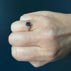 Rebecca Overmann - Three Stone Ring with Sapphire and Diamonds