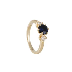 Rebecca Overmann - Three Stone Ring with Sapphire and Diamonds