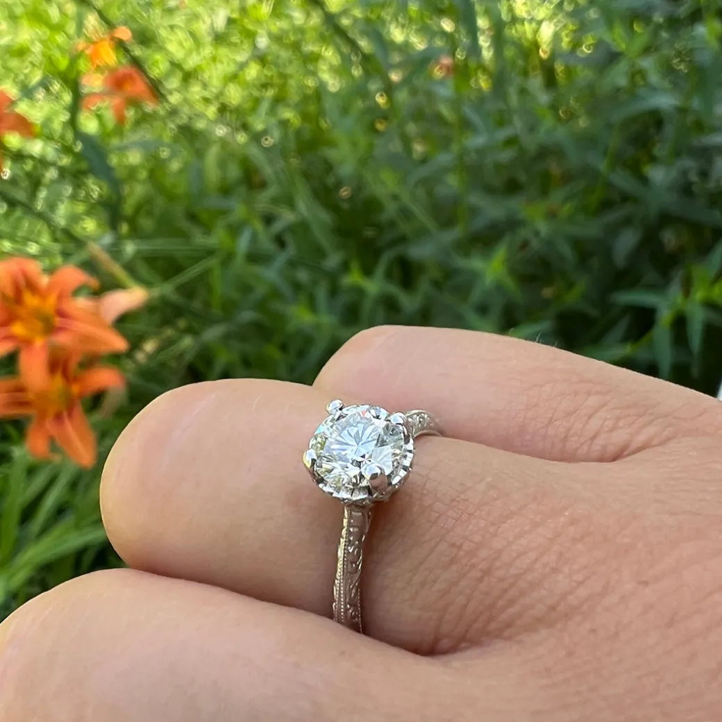 Richard Landi - Classic Prong Set Engagement Ring with Engraving