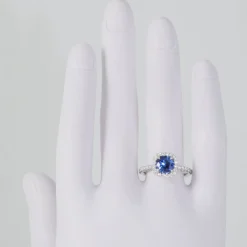 RICHARD LANDI- Micro Pave Halo Setting with Blue Sapphire