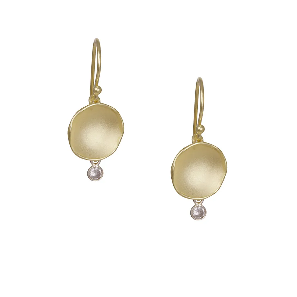 Sarah Richardson – Large Single Pod Earrings with Zircon Drop – Vermeil