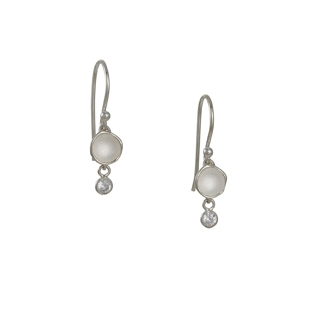 Sarah Richardson - Medium Pod Drop Earrings with Zircon in Sterling Silver