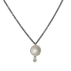 Sarah Richardson - Small Dishy Pod Sterling Necklace with Zircon Drop