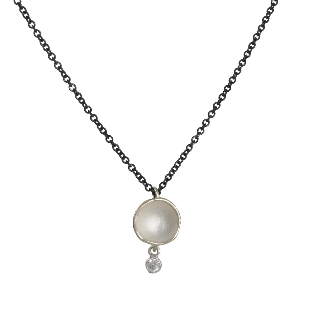 Sarah Richardson - Small Dishy Pod Sterling Necklace with Zircon Drop