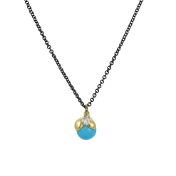 Sarah Richardson - Turquoise Berry Bloom Necklace with White Zircon vermeil