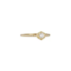 Satomi Kawakita- 3.5mm White Diamond and Pave Hexagon Ring