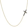 Sethi Couture - Chamgne Diamond Side Cross Necklace