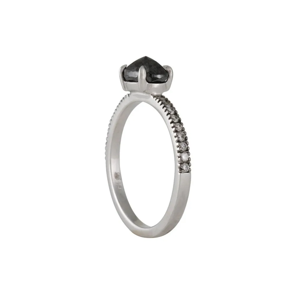 Sethi Couture- Oval Black Diamond Four Prong Solitaire