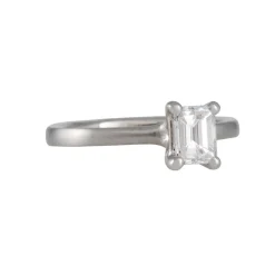 Sholdt Design - Petite Prong with .64ct Emerald Cut Diamond in Platinum