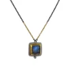 Square Moonstone with Zircon Accent Necklace