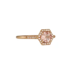 Suzanne Kalan - Hexagonal Morganite Diamond Pave Ring