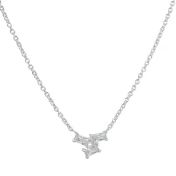 Tashi - Baguette Cluster Necklace in Sterling Silver