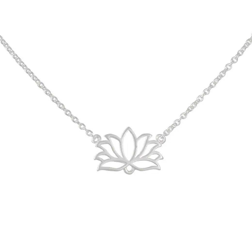Tashi - Tiny Stationed Lotus Necklace in Sterling Silver