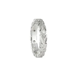 Varna - Carved Floral Diamond Band in Platinum