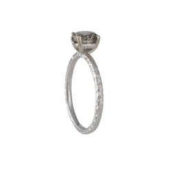 Varna - 1.27ct Salt & Pepper Diamond Ring With Hand Engraving in 18k white gold