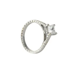 Varna - Hand Engraved Princess Cut .79ct Diamond Ring