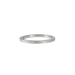 Varna - Thin Stackable Engraved Band in 18k white gold