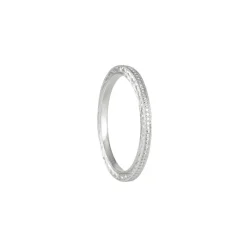 Varna - Thin Stackable Engraved Band in 18k white gold
