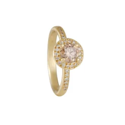 Yasuko Azuma - Champagne Diamond with Halo Engagement Ring