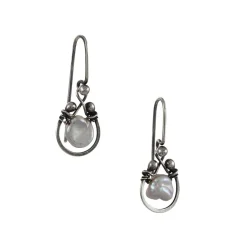 Zuzko Jewelry - Sterling Silver Horseshoe Earrings in Pearl
