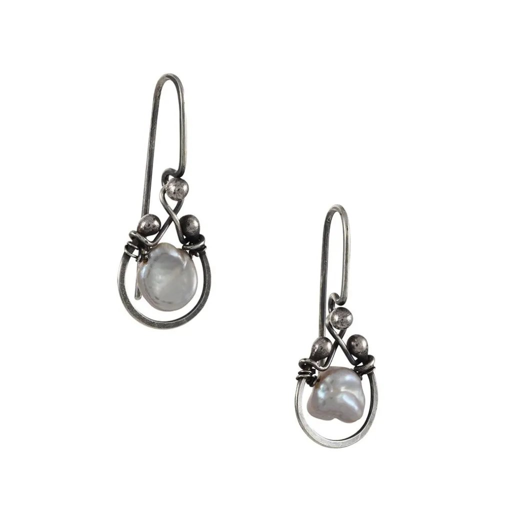 Zuzko Jewelry - Sterling Silver Horseshoe Earrings in Pearl